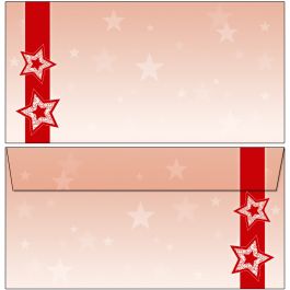 20 Weihnachts-Briefumschläge – DIN Lang Mit Fenster, Sterne-Motiv, Mit Haftklebestreifen