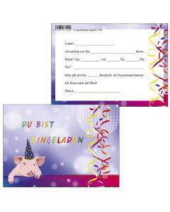 Einladungskarten Party-Sau