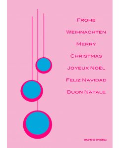 Postkarte PopArt blaue Kugeln - Frohe Weihnachten
