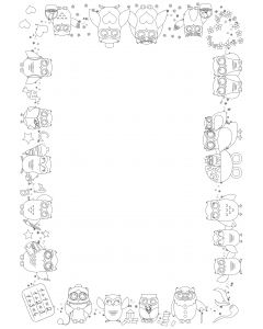 Briefpapier zum Ausmalen - Eulen-Familie