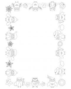 Briefpapier zum Ausmalen - Eulen Vierjahreszeiten