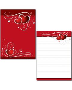 SONDERPOSTEN - rote Herzen - 1 Schreibblock DIN A5 40 Blatt mit Deckblatt