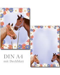 SONDERPOSTEN - Druckfehler Deckblatt - zwei Pferde 1 Schreibblock DIN A4 ca. 25 Blatt