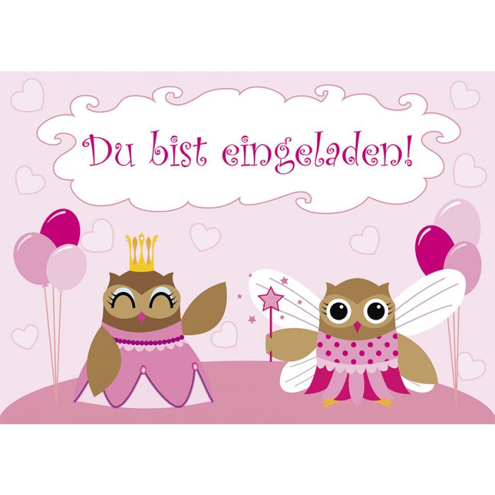 Einladungskarte Prinzessin Eulen Du Bist Eingeladen