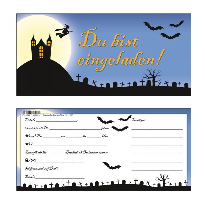 Einladungskarten Halloween Im Geisterschloss Du Bist Eingeladen