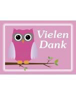 Postkarte Eule pink "VIELEN DANK"