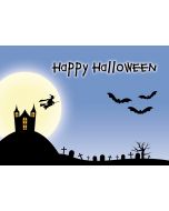 Postkarte "Happy Halloween" im Geisterschloß