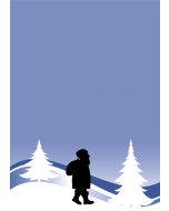 Briefpapier Weihnachtsmann in blauer Winterlandschaft